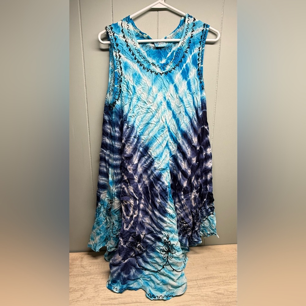 India Boutique Blue Tie-Dye Midi Dress